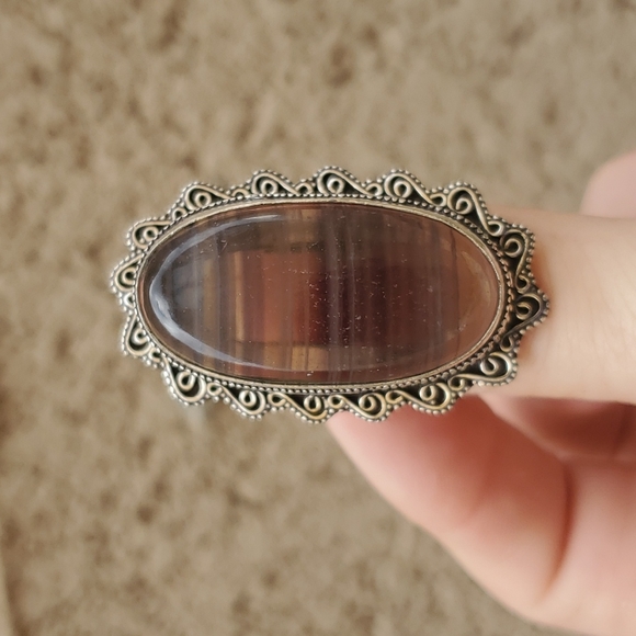 New Oversized Fluorite 925 Silver Ring. - Picture 13 of 16